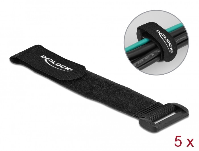Delock befűzős kábelkötegelő tépőzárral, 19cm (5db / csomag) #1