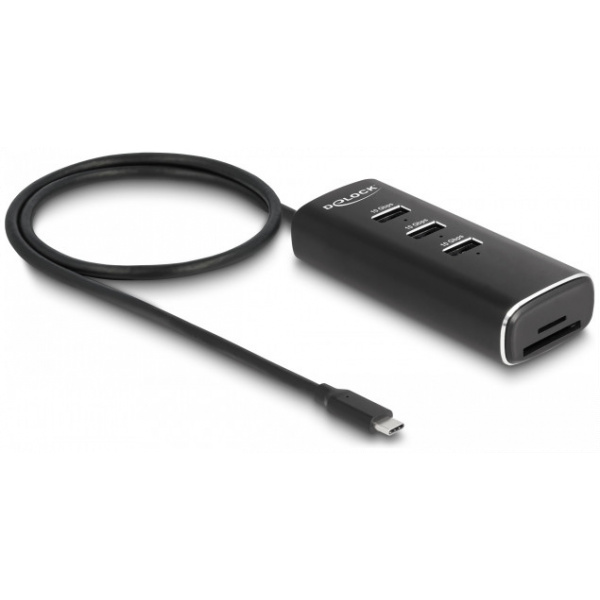 Delock 3-port USB 10 Gbps HUB USB (3x USB 10 Gbps, 1x SD, 1x microSD, DC aljzat) #1