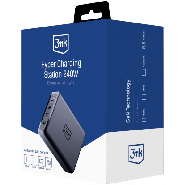 3mk Hyper USB töltőállomás (220V) - 240W, 3x USB-C, 1x USB-A port #1