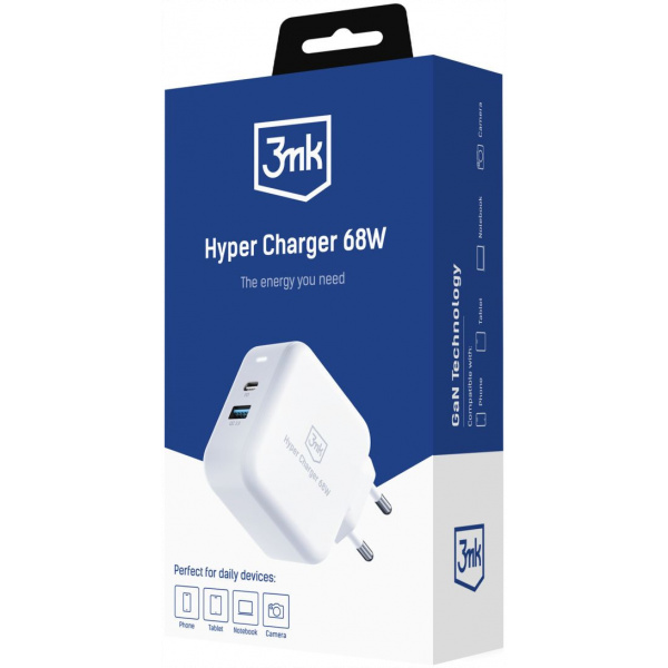 3mk Hyper Charger USB töltő (220V) - 68W, 1x USB-C, 1x USB-A port #1