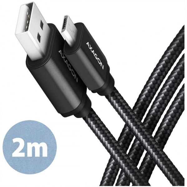 Axagon HQ USB 2.0 (A) – micro USB (B) szövetes kábel, 2m #1