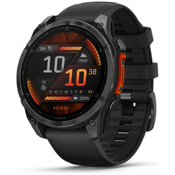 Garmin Fenix 8 43mm AMOLED okosóra (sötétszürke, fekete szilikon szíjjal) #1