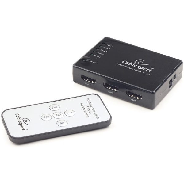 Gembird HDMI 1080p átkapcsoló, 5x HDMI-bemenet > 1x HDMI-kimenet, távirányítóval #1