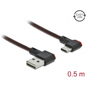 Delock EASY-USB 2.0 kábel USB-A - USB-C kábel 0,5m 90° balra csatlakozókkal #1