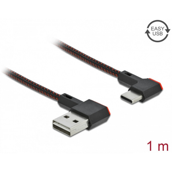 Delock EASY-USB 2.0 kábel USB-A - USB-C kábel 1m 90° balra csatlakozókkal #1