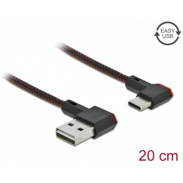 Delock EASY-USB 2.0 kábel USB-A - USB-C kábel 0,2m 90° balra csatlakozókkal #1