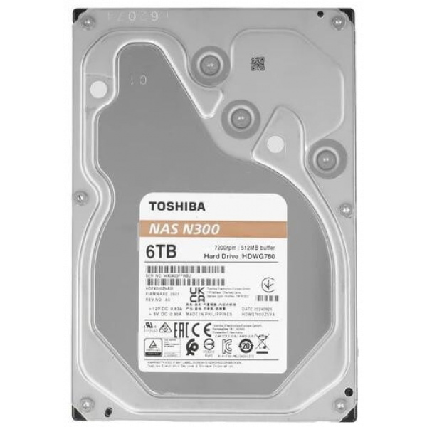 6TB Toshiba N300 NAS Hard Drive 512MB - HDWG760EZSTA #1