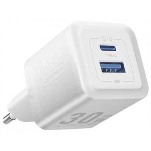Vention 30W USB-s hálózati GaN töltő (1x USB-C, 1x USB-A) fehér NEW #1