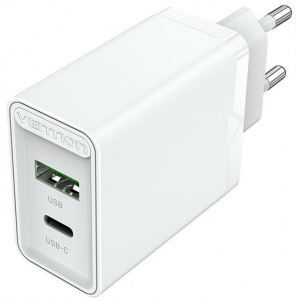 Vention 20W USB-s hálózati gyorstöltő (1x USB-C, 1x USB-A) fehér NEW #1