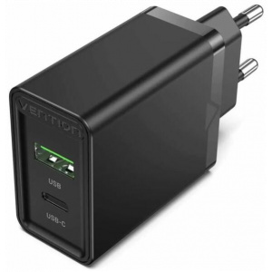 Vention 20W USB-s hálózati gyorstöltő (1x USB-C, 1x USB-A) fekete NEW #1