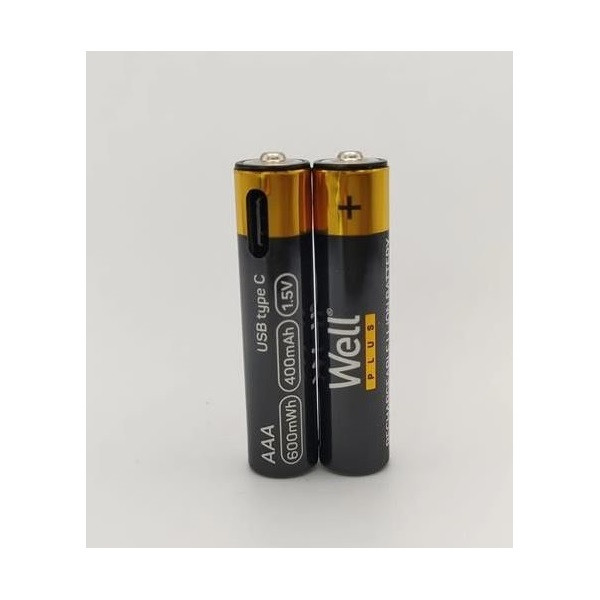 Well újratölthető Lithium akku AAA (mikro ceruza) 400 mAh (2db) USB-C kábellel #2