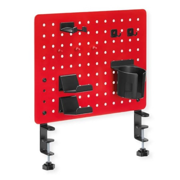 Value Pegboard (asztalra szorítható tartótábla) tárolókkal - piros NEW #1