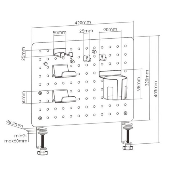 Value Pegboard (asztalra szorítható tartótábla) tárolókkal - piros NEW #4