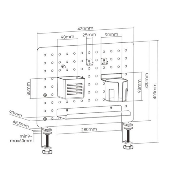 Value Pegboard (asztalra szorítható tartótábla) tárolókkal - fehér NEW #4