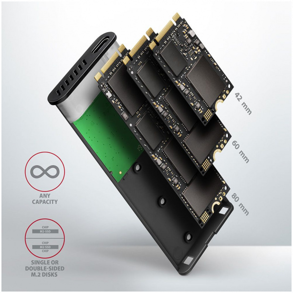 Axagon EEM2-SBC külső ház SATA M.2 SSD-hez > USB-C 3.2 Gen 2 #9