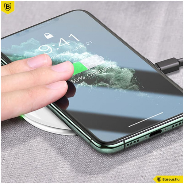 Baseus Simple Wireless Qi induktív töltő, 15W USB kábellel (fehér) #4