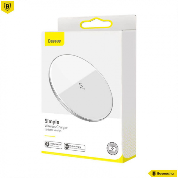 Baseus Simple Wireless Qi induktív töltő, 15W USB kábellel (fehér) #5