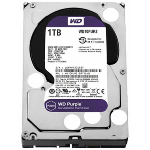 1TB WD Purple - SATA3 HDD 64MB - WD10PURZ (használt) #1