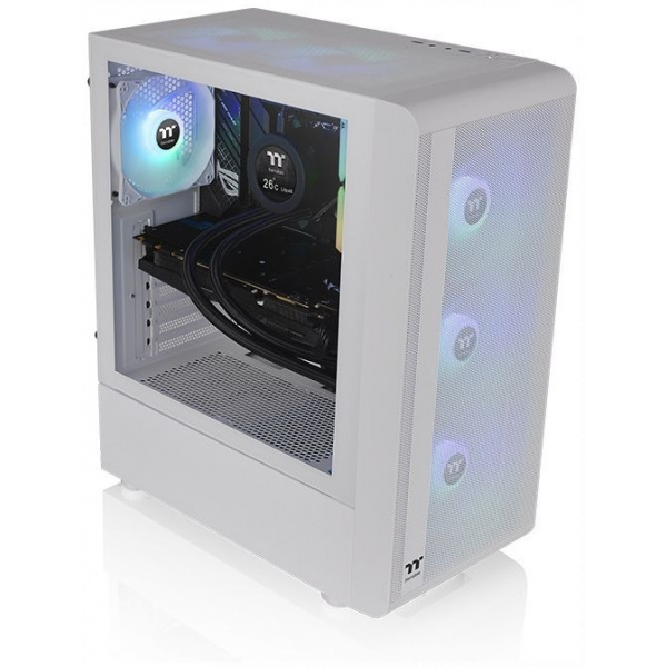 Thermaltake S200 TG ARGB Snow ház üveg oldallappal, RGB világítással (fehér) #5