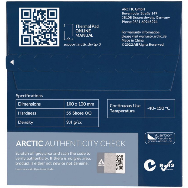 Arctic Thermal Pad TP-3 hővezető lap, 1db-os (100 x 100 x 1,5 mm) #3