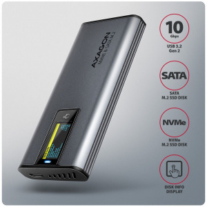 Axagon EEM2-SD2 USB-C 10Gbps – M.2 NVMe & SATA SSD Display Box NEW #2