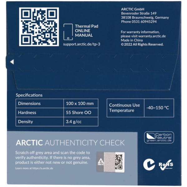 Arctic Thermal Pad TP-3 hővezető lap, 1db-os (100 x 100 x 1 mm) #3
