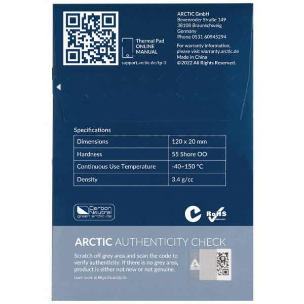 Arctic Thermal Pad TP-3 hővezető lap, 4db-os (120 x 20 x 1 mm) #3