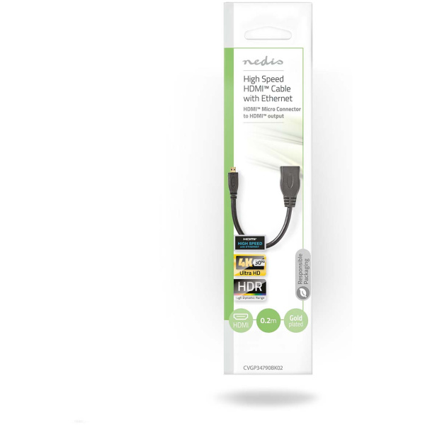 HDMI (F)-micro HDMI (M) kábel (4K 30H) 20 cm - Nedis #3