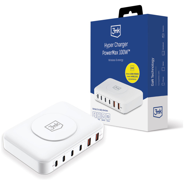 3mk Hyper Charger PowerMax USB töltő (220V) - 100W, 4x USB-C, 2x USB-A port #7
