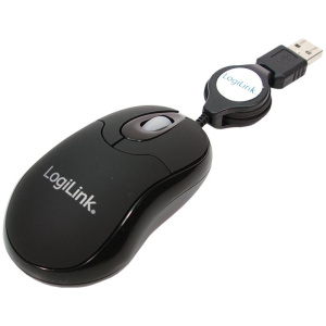 Logilink mini USB egér visszahúzható kábellel #1