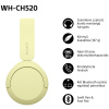 Sony WHCH520 vezeték nélküli Bluetooth fejhallgató (sárga) #7