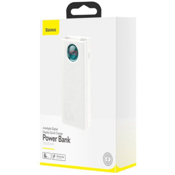 Baseus Amblight Powerbank 30000 mAh - 4x USB, USB-C PD, Lightning, 65W fehér #5