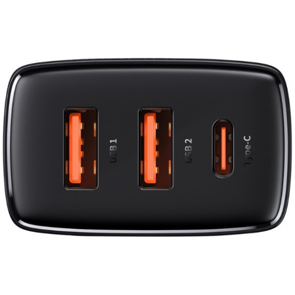 Baseus 2x USB-A + USB-C gyorstöltő QC és PD funkcióval (220V), max 30W fekete #2