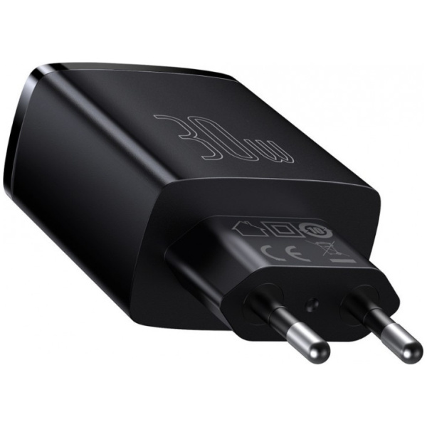 Baseus 2x USB-A + USB-C gyorstöltő QC és PD funkcióval (220V), max 30W fekete #3