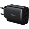 Baseus kompakt hálózati gyorstöltő 3x USB-A port (220V), max 17W, fekete #1