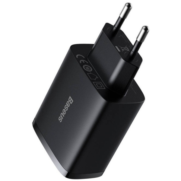 Baseus kompakt hálózati gyorstöltő 3x USB-A port (220V), max 17W, fekete #3