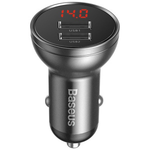 Baseus autós töltő 2x USB-A, 4.8A 24W, LCD kijelzővel #1