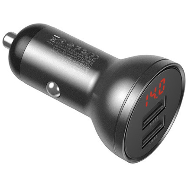 Baseus autós töltő 2x USB-A, 4.8A 24W, LCD kijelzővel #2