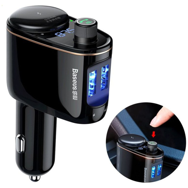 Baseus S-06 autós FM transzmitter (12/24V) - MP3, 3.4A 2x USB autós töltő #1