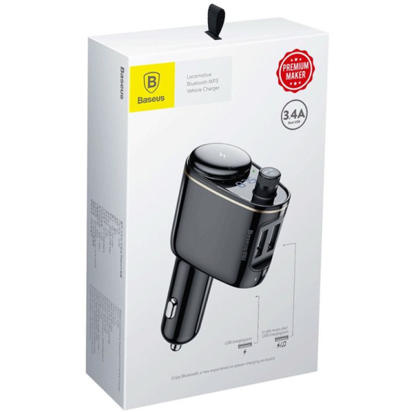 Baseus S-06 autós FM transzmitter (12/24V) - MP3, 3.4A 2x USB autós töltő #6
