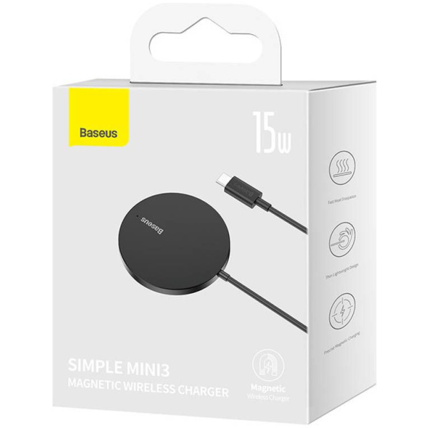 Baseus Simple Mini3 Mágneses (MagSafe) vezeték nélküli töltő 15W USB-C kábellel #4