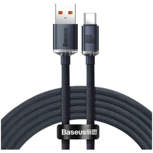 Baseus Crystal Shine USB-C – USB-A (M/M) kábel, 100W (5A) 2m fekete #1