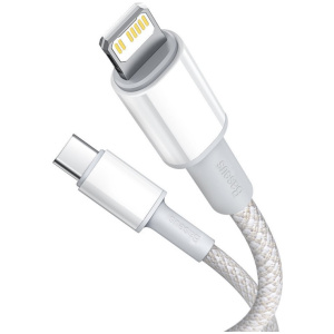 Baseus USB-C – Lightning töltő- és adatkábel 20W, fonott, fehér 1m #1