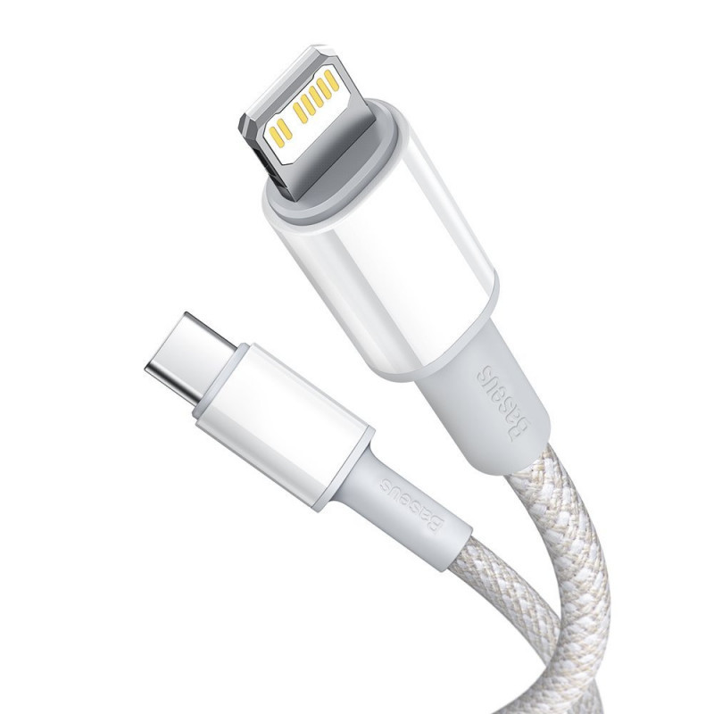 Baseus USB-C – Lightning töltő- és adatkábel 20W, fonott, fehér 1m #1
