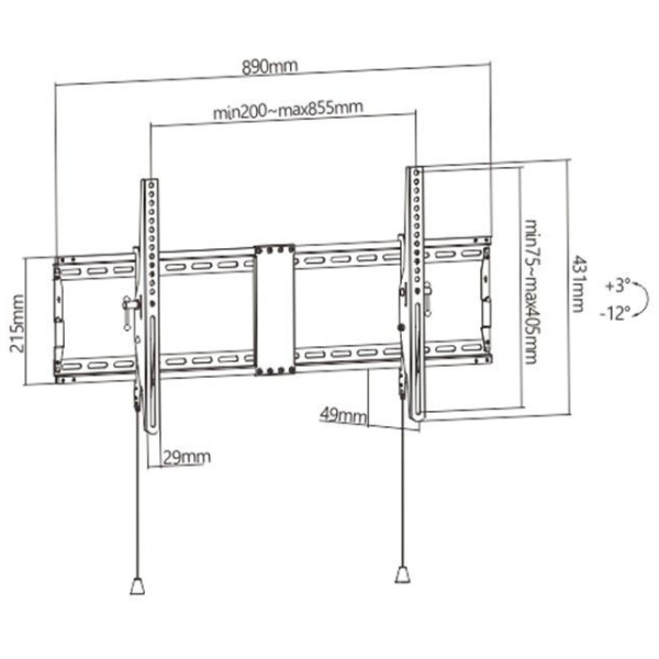 Gembird VESA dönthető fali konzol (max. 70 kg, 90"-ig) - WM-90T-01 #3