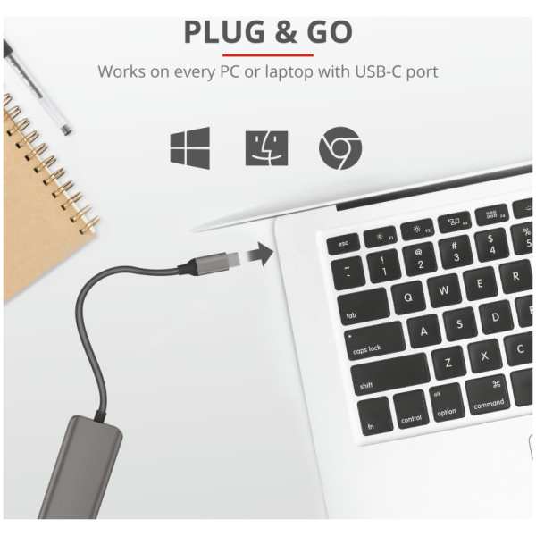 Trust Halyx 4-portos USB HUB Aluminium (USB 3.2) Type-C csatlakozóval #3