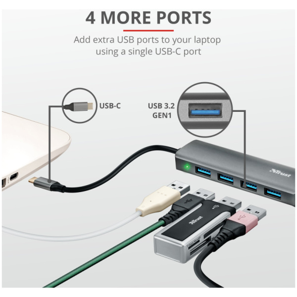 Trust Halyx 4-portos USB HUB Aluminium (USB 3.2) Type-C csatlakozóval #4