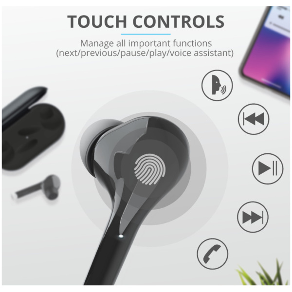 Trust Nika Touch Bluetooth Wireless fülhallgató (fekete) #3