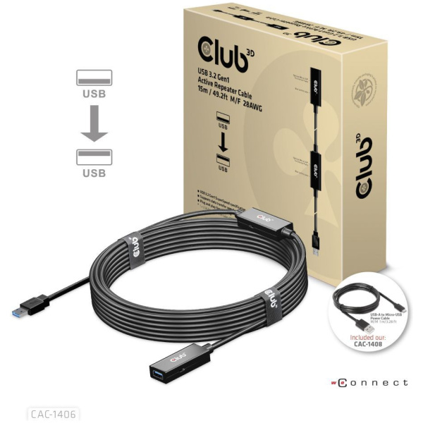 Club3D USB 3.2 extender kábel 5 Gbps, aktív 15m #5