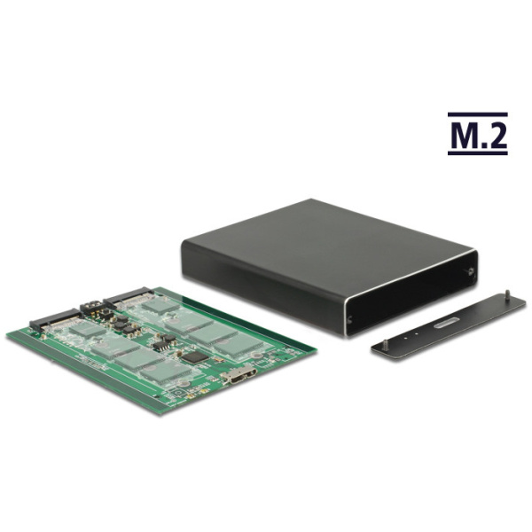 Delock Külső ház, 2x SATA M.2 SSD > USB 10 Gbps (USB 3.1) RAID-del #1